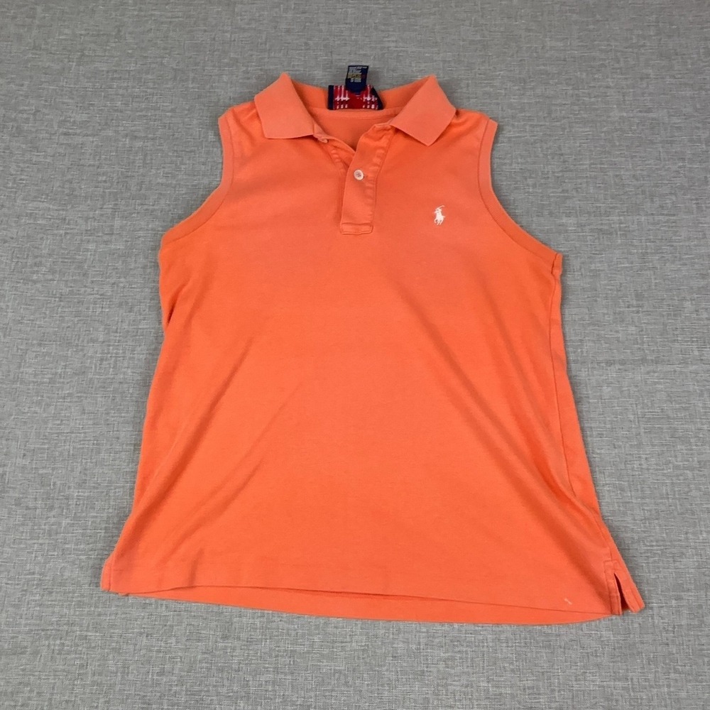 Vintage Polo Sport Ralph Lauren Polo Womens Small Orange Sleeveless Embroidered